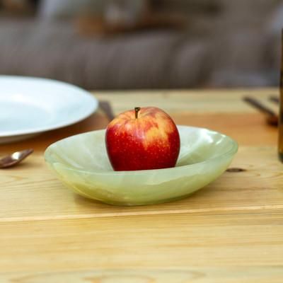 'Oval Natural Green Onyx Snack Plate Hand-Carved in Mexico'