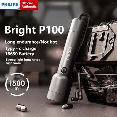 Philips-Lampe de poche LED haute puissance SFL1236, lampe aste portable, 4 modes d'éclairage, lumières de camping en plein air