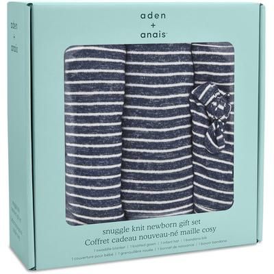 Aden + Anais Snuggle Knit Newborn Gift Set - Navy Stripe