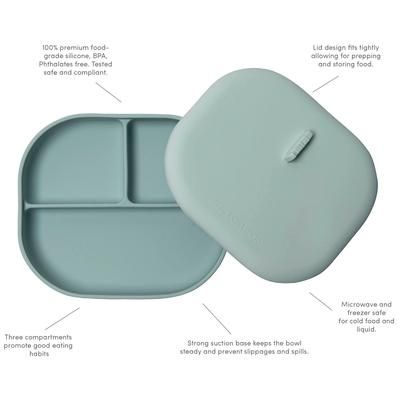 Loulou Lollipop Silicone Divided Plate with Lid - Born To Be Wild - Blue