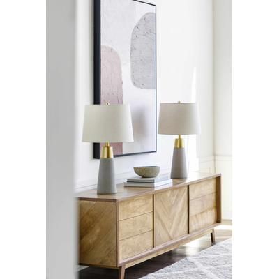 Alcohujate 25"H x 14"W x 14"D Modern Gray/Metallic - Brass/Beige/White/Metallic - Nickel/Black Table Lamp - Boutique Rugs