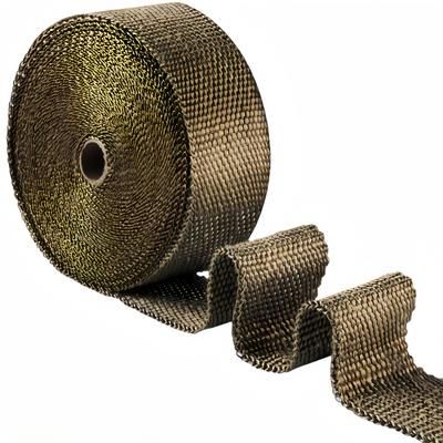 TEMU 15m Titanium Golden Exhaust Roll, High-temperature Fiberglass Heat Tape, Wear And Vibration Resistant, Oil Leak Protection