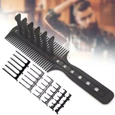 Men's Curved Hair Trimming Template Taper Guide Clipper Home Haircut Ruler Beard Cutting Tool Plastic Band Limit Comb