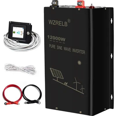 12000W Split-phase Pure Sine Wave Solar Inverter Power Supply Battery 24V/36V/48V/96V DC to 110/220V,120/240V AC Converter Wired