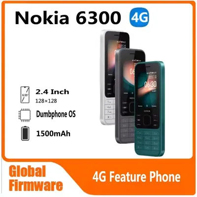 Nokia 6300 4G Feature Phone Dual SIM KaiOS Wifi Multilingual 2.4 Inch FM Radio Bluetooth Rugged Mobile used phone