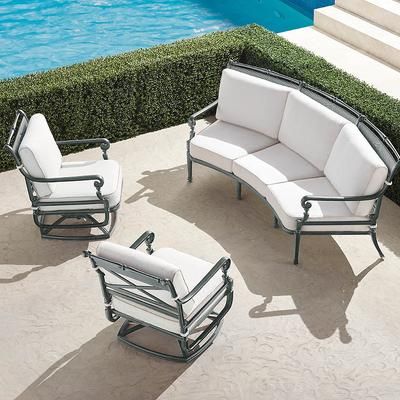 Carlisle 3-pc. Curved Sofa Set in Slate Aluminum - Quick Dry, Charcoal - Frontgate