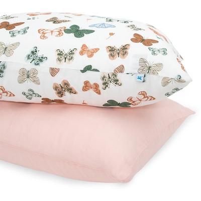 Little Unicorn Cotton Muslin Toddler Pillowcase, 2 Pack - Butterflies