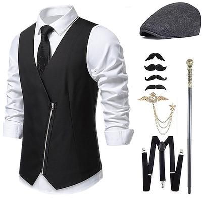 Anni Ruggenti Anni 1920 Retrò Vintage Abiti Gilet Set di accessori Gentiluomo Costume Per uomo Halloween Carnevale Capodanno Festa / Sera Mascherata Vigilia di Capodanno Adulti Cravatta Gilet Altri