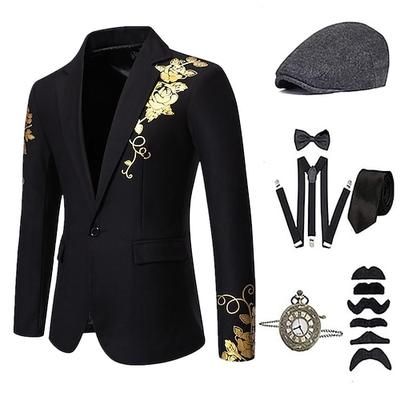 Anni Ruggenti Anni 1920 Retrò Vintage Abiti Gilet Set di accessori Gentiluomo Costume Per uomo Halloween Carnevale Capodanno Festa / Sera Mascherata Vigilia di Capodanno Adulti Cravatta Cappotto Gilet