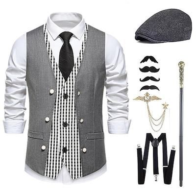Anni Ruggenti Anni 1920 Retrò Vintage Abiti Gilet Set di accessori Gentiluomo Costume Per uomo Halloween Carnevale Capodanno Festa / Sera Mascherata Vigilia di Capodanno Adulti Cravatta Gilet Altri