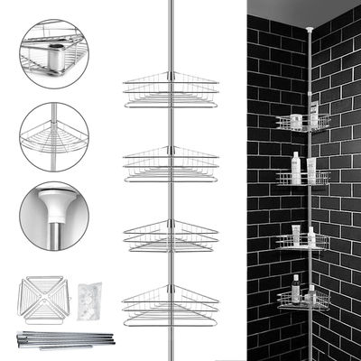 TEMU Bathroom Shelf Telescopic Shower Shelf 190-310cm Corner Shelf Shower Corner Shower Shelf 4 Shelves, Utility Racks