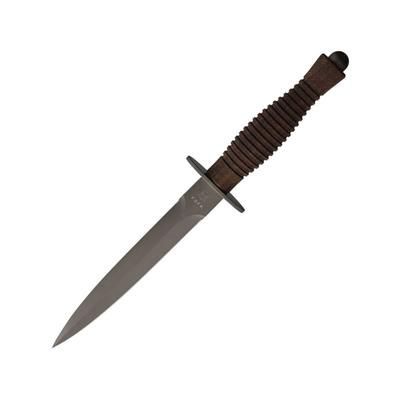 Fox Fairbairn Sykes Fighting Knife 6.63" black PVD coated Bohler N690 stainless blade Sculpted Walnut handle FX-592