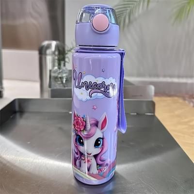 TEMU 1pc 700ml/23.67oz Adorable & Strong Leak-proof Water Bottle - Pc (polycarbonate), Round, Bpa-free For Outdoor Use, Ideal For Easter, Day, Valentine's Gift