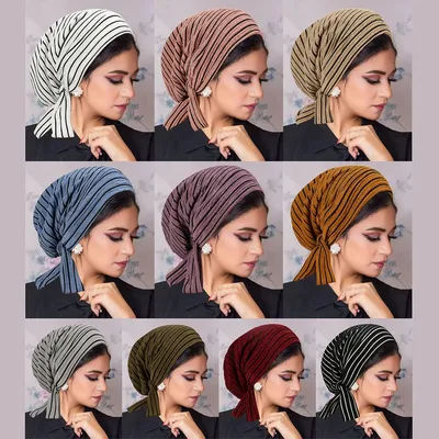 2024 nouvelle mode rayure Turban casquette femmes musulman Hijab islamique chimio casquette foulard dames tête enveloppement couverture Hijab écharpe