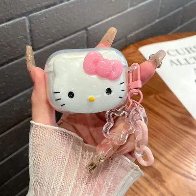 Mignon rose Hello KT chat couverture pour AirPods 4 dessin animé écouteur étui pour Airpods Pro2 Pro 3 2 1 housse de protection avec porte-clés