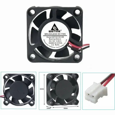 50pcs GDSTIME 40mm 40 x 40 x 10mm 4010s DC 12V 2Pin Motor Electric Fan 4cm Cooler Cooling Fan