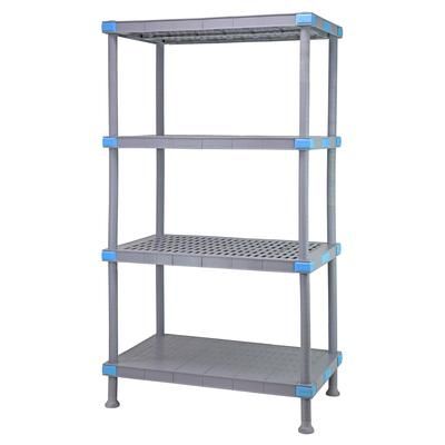 Quantum Food Service QP247274V3S1 72" NSF 4-Tier Polymer Shelf - Millenia, 24"W, 74"H, Gray
