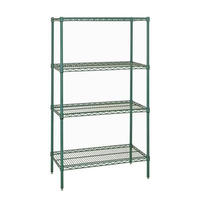 Quantum Food Service WR63-1842P 42" NSF 4-Tier Epoxy Coated Wire Shelf Kit - 18"W, 63"H, Green