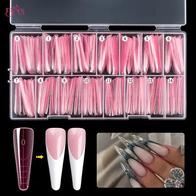 BNG nouveau 150 pièces Extension Gel double formes avec jante à l'intérieur couverture complète Gel ongles moule Kit amande ongles forme conseils pour manucure française