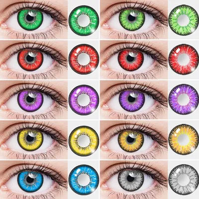 OVOLOOK myopie avec lentilles dioptrie Cosplay lentilles de Contact de couleur pour les yeux marron bleu rouge vert Halloween utilisation annuelle 2 pièces/paire