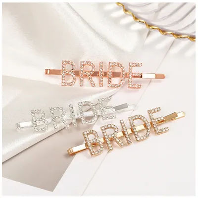Rose Gold Glitter Rhinestone team Bride Hair Clip Hairpin Bridal shower Wedding Bachelorette hen night Party decoration gift
