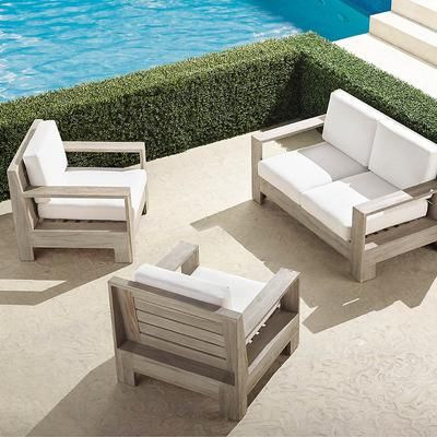 St. Kitts 3-pc. Loveseat Set in Weathered Teak - Standard, Dune - Frontgate