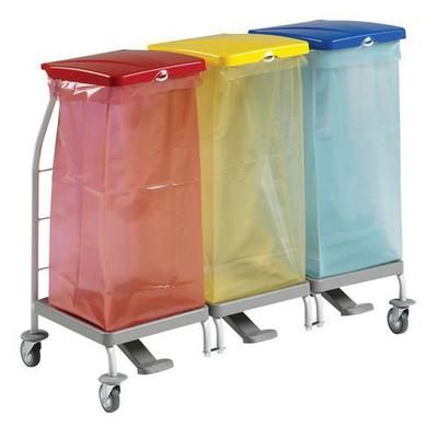 Support Sac Avec Pédale Et Couvercles - 3x70l - TTS