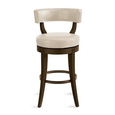 Aiken Low Back Swivel Bar & Counter Stool - Bar Height (30" H Seat), Heritage Brown, Bonded Leather, Heritage Brown/Marbled Bone/Bar Height - Grandin Road