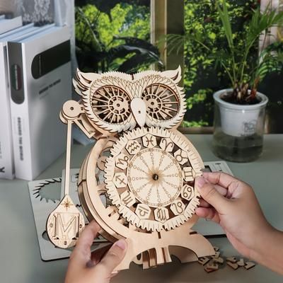 TEMU Owl Clock 3d Wooden Puzzle Model Kits To Build Wooden Construction Handmade Craft Unique Christmas Gift