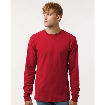 Tultex 202LS Fine Jersey Long Sleeve T-Shirt in Red size Medium | Ringspun Cotton