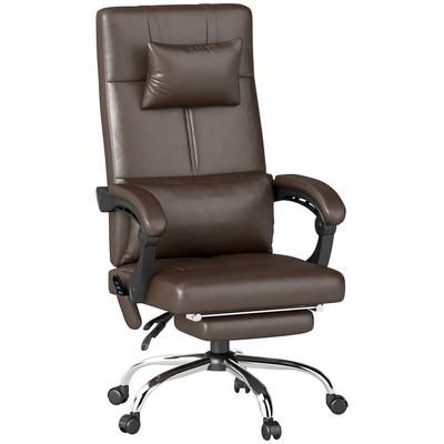 Sedia da ufficio massaggiante ad altezza regolabile pelle pu marrone