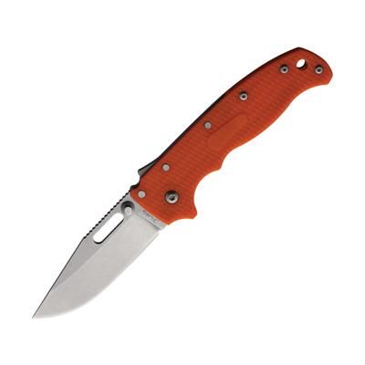 Demko AD 20.5 Shark-Lock AUS-10A Folding Knife 4in Closed 3in Stonewash AUS-10A Clip Point Blade Red Textured Grivory Handle AD20.5F13