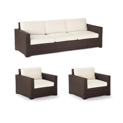 Palermo 3-pc. Sofa Set with Two Lounge Chairs in Bronze Wicker - Standard, Seaglass - Frontgate