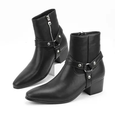 Bottes Chelsea à talons hauts pour hommes avec double élastique