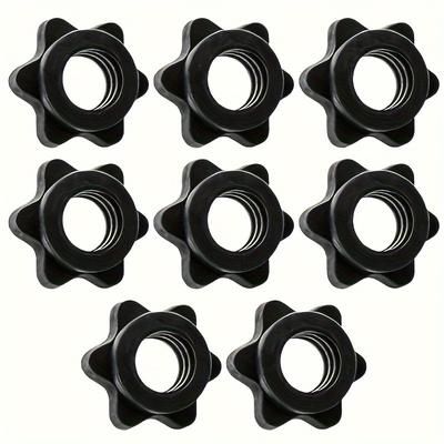 TEMU 8pcs Pvc Dumbbell Hex Nuts, Star-shaped Anti-slip Barbell Clamps For Safe Weightlifting, Compatible With Barbells And Dumbbells, Shockproof Strength Training Accessories, Black