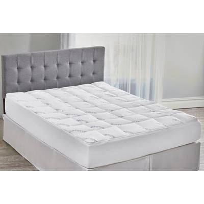 Jacquard Knit Cooling Mattress Pad by BrylaneHome in White (Size QUEEN)