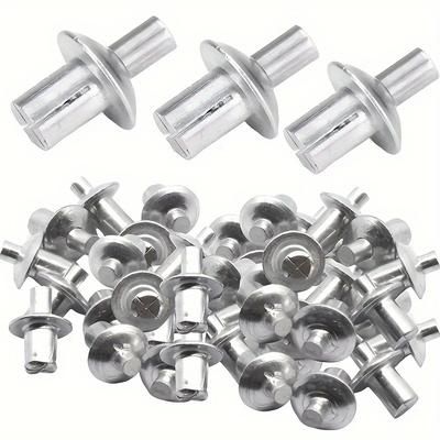 TEMU 100pcs Aluminum Alloy Push-in Rivets - Premium Polished, Strong Hold Hammer-in Rivet Assortment For Easy Installation, Durable & Corrosion-resistant