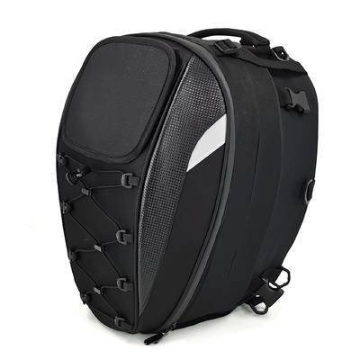 TEMU Fastrider Black Motorcycle Tail Bag With - Expandable Lycra Backpack For Helmet And Gear Storage, Ideal For Electric Bikes, Tail Bag Storage|modern Motorcycle Gear|durable Zipper Closure