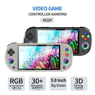 M22 Pro Handheld Retro Game Console 5.0'' IPS Screen Built In 20000+ Games Emulators With RGB LED Joystick Video Game