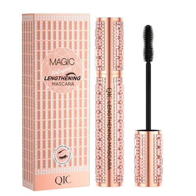 QIC Fashion Diamond 4D Mascara Waterproof Eye Make-up Cosmetics Peanut Silicone Brush Lengthening Curl Lashes Fast Dry