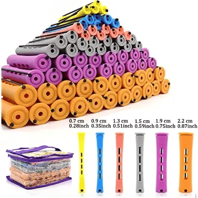 120Pcs Hair Perm Rods Set 6 size Plastic Hair Cold Wave Rods Heatless Perming Rods Hair Curlers Rollers with Pintail Comb