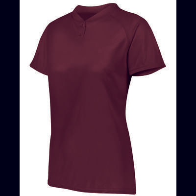 Augusta Sportswear AG1567 Athletic Women's Attain Wicking Two-Button Softball Jersey T-Shirt in Maroon size XS | Polyester 1567