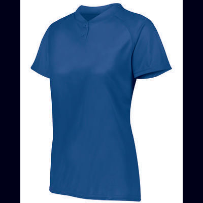 Augusta Sportswear AG1567 Athletic Women's Attain Wicking Two-Button Softball Jersey T-Shirt in Royal Blue size Large | Polyester 1567