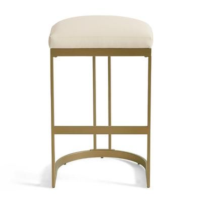Candice Backless Bar & Counter Stool - Bar Height (30" Seat), Bonded Leather, Antique Brass/Marbled Bone/Bar Height - Grandin Road