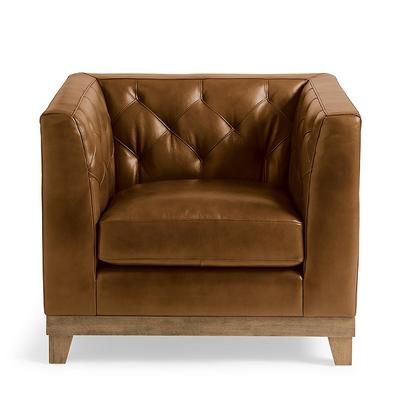 Brandt Chair - Leather, Springfield Caramel - Grandin Road