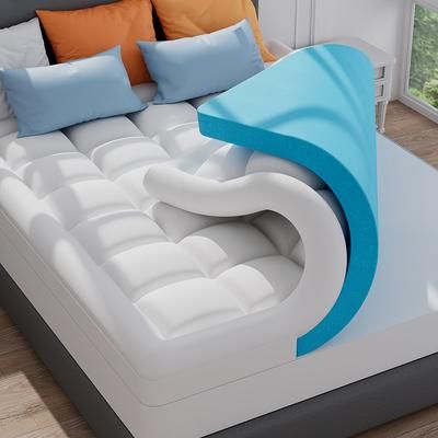 TEMU 3 Inch (2+1) Extra Firm Mattress Topper - Hard Mattress Topper With Washable Cover