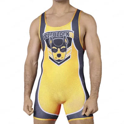 New Men's Wrestling Singlet Suit Sleeveless One piece Bodysuit Tummy Control Wear Boxing GYM Iron Triathlon PowerLifting Outfit