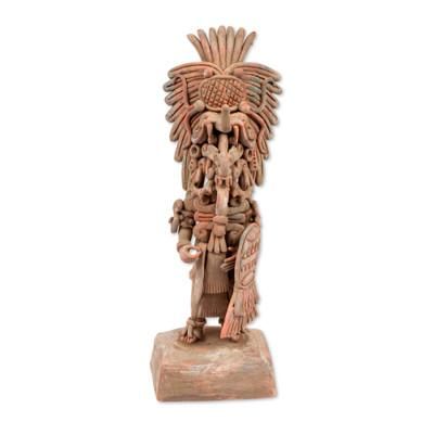 Maya Lord Chaac,'Maya God of Rain Ceramic Statuette Crafted by Hand'