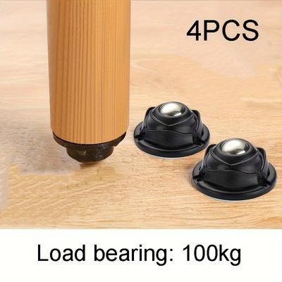 TEMU 4 Pack Of Universal Swivel Roller Wheels - Sticky Back Adhesive, Silent, And Durable For Home Furniture