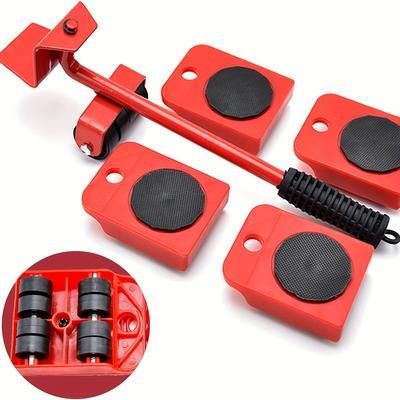 "TEMU Set Of 5, Furniture Lifter, 2.95"x3.94" Furniture Slides Kit, Furniture Move Roller Tools, Rotatable Pads, Easily Redesign And Rearrange Sofa Easy, Plastic And Carbon Steel"